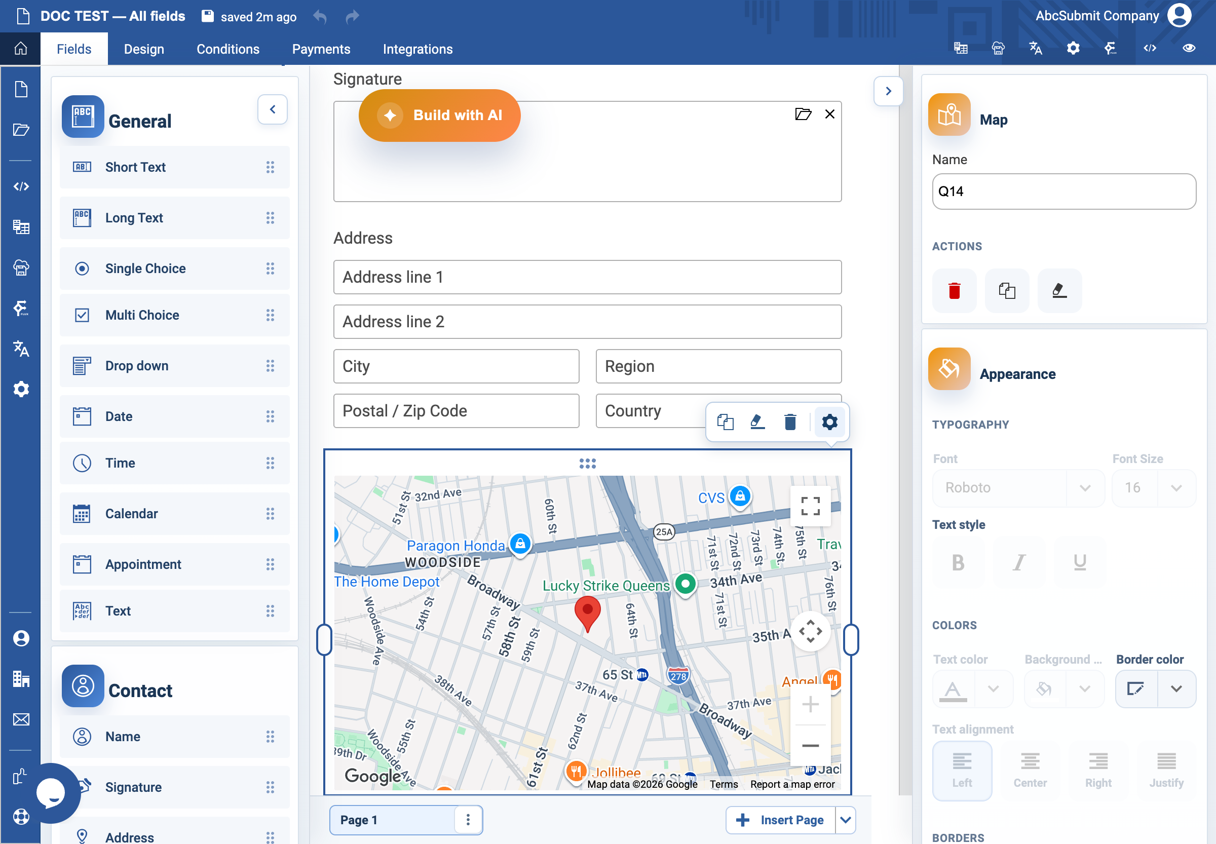 Map v2 settings drawer.